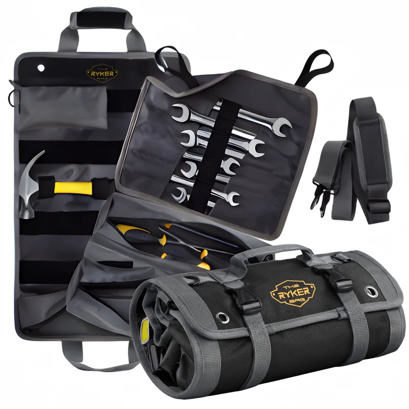 PRO Tool Roll Organizer Roll Up Tool Bag for Tools Storage (Black)