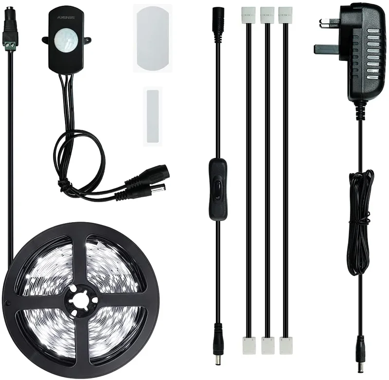 Rayzeek Dimmable PIR Motion Sensor LED Strip Lighting  with UK Adapter, 2.5M Cool White