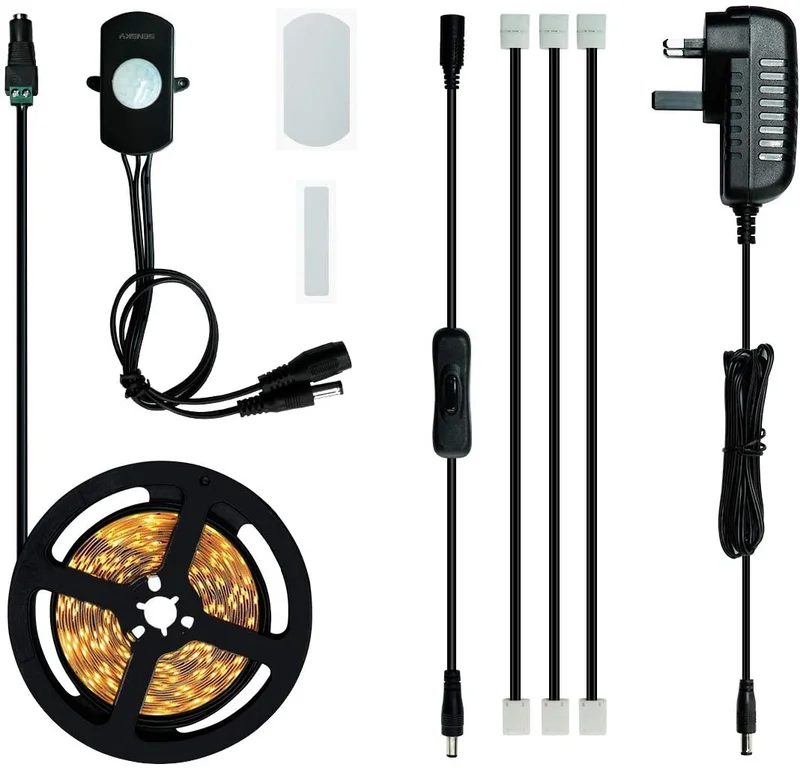 Rayzeek Dimmable PIR Motion Sensor LED Strip Lighting with UK Adapter, 6M Warm White