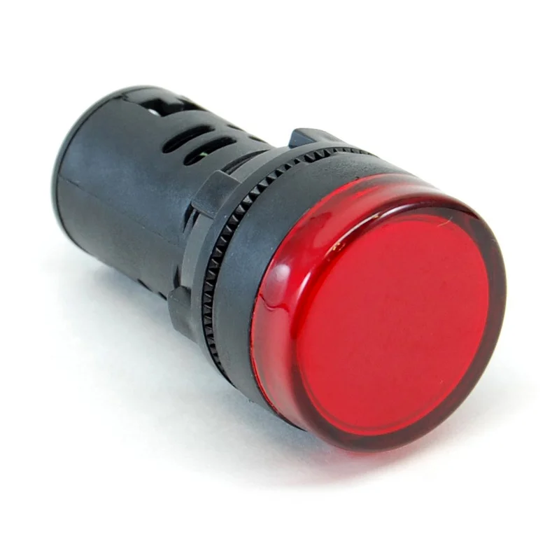 Red 22mm LED pilot light, 100-120V AC/DC