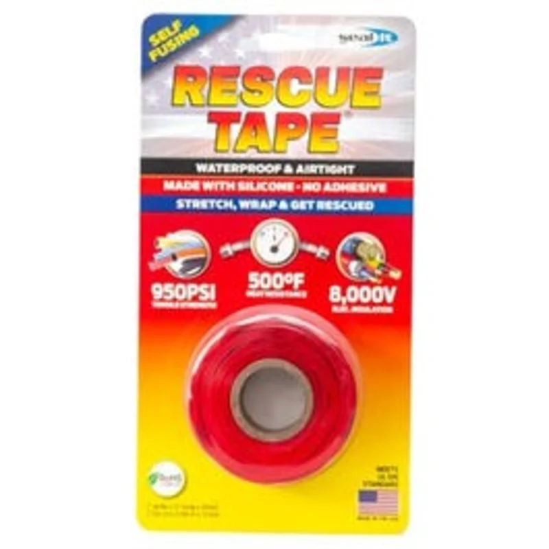 Rescue Silicone Tape, Self-Fusing, Red, 1-In. x 12-Ft.