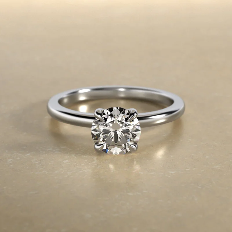 Round 2 CT Certified Lab-Grown Diamond Claw Prong Flush Fit Engagement Ring in 14K White Gold