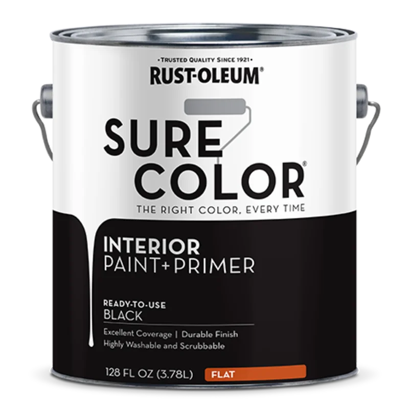 Rust-Oleum Sure Color Flat Interior Wall Paint Flat 1 Gallon Black Black
