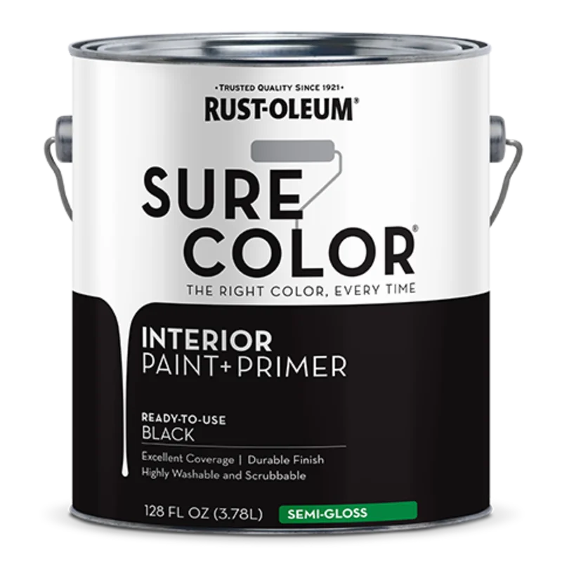 Rust-Oleum Sure Color Semi-Gloss Interior Wall Paint 1 Gallon Black Black