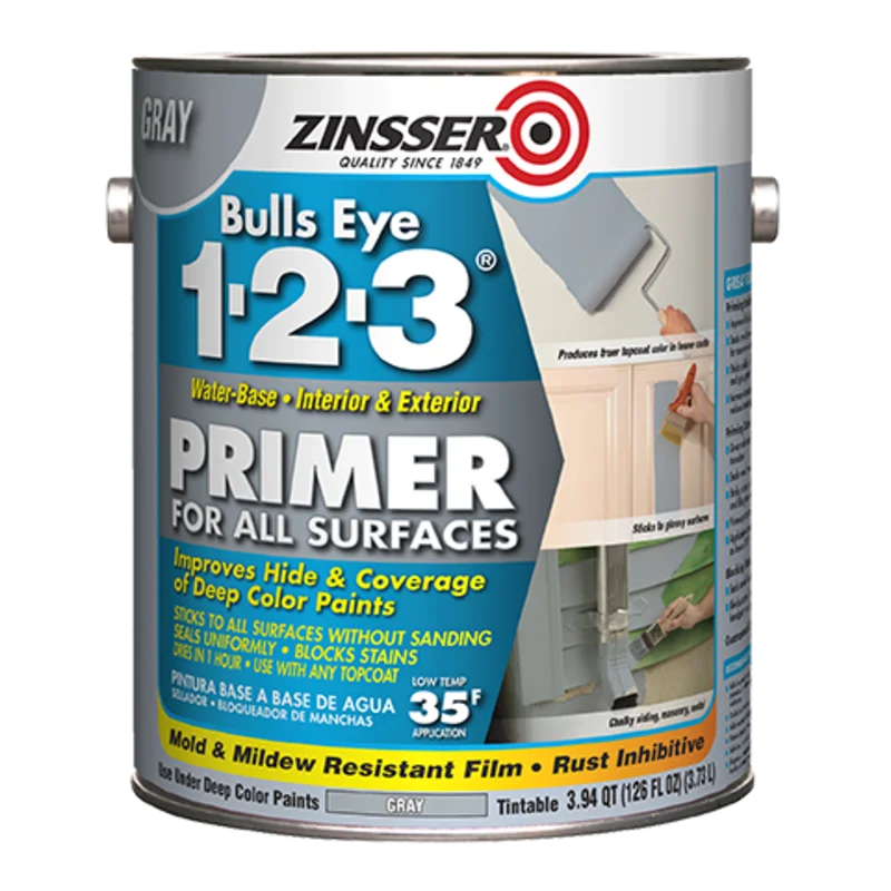 Rust-Oleum Zinsser Bulls-Eye 1-2-3 Gray Primer 1 Gallon Gray Gray