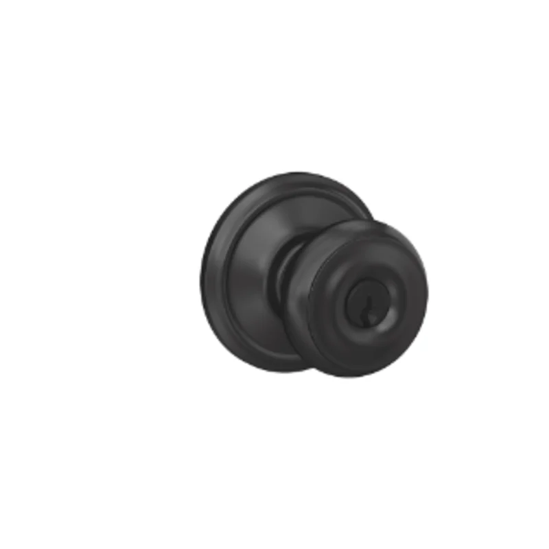 Schlage Georgian Knob Keyed Entry Lock Matte Black- F51 GEO 622