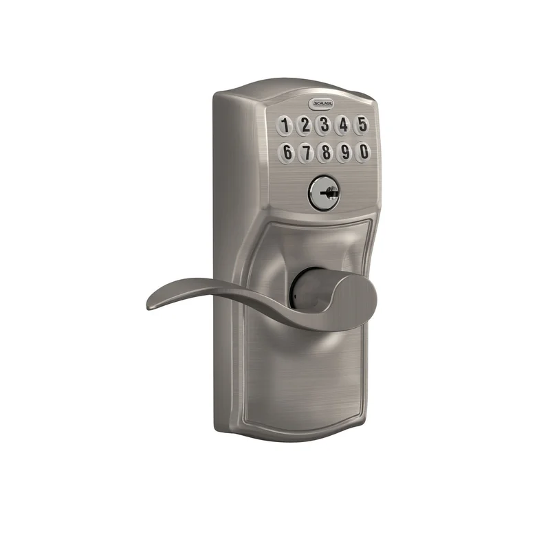 Schlage Keypad Lever and Accent Lever with Flex Lock Satin Nickel - FE595 CAM 619 ACC