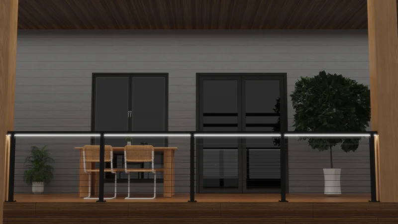 Senmit 36" 5ft-25ft Black Aluminum Surface Mount All-in-One Complete Cable Railing System DIY Kit With Aluminum LED Handrail