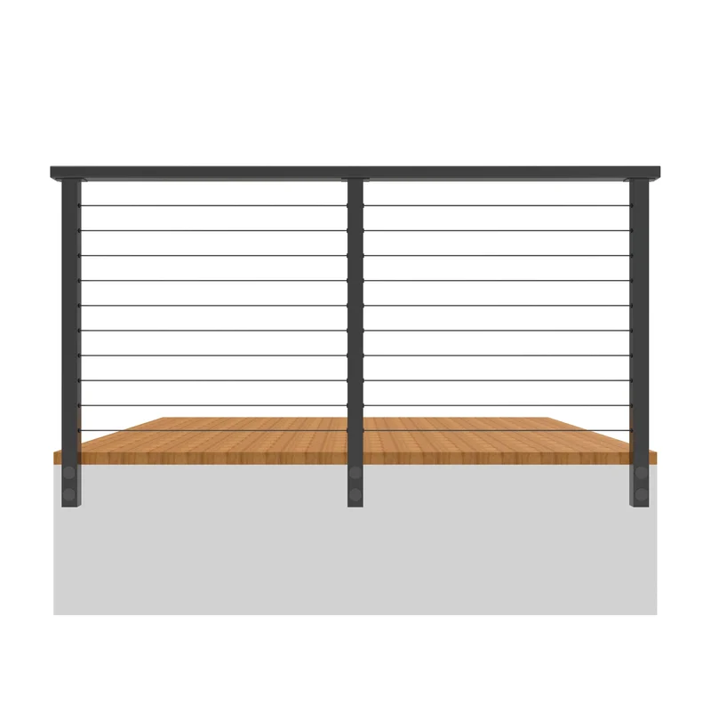 Senmit 36" 5ft-25ft Black Fascia Mount All-in-One Complete Cable Railing System DIY Kit