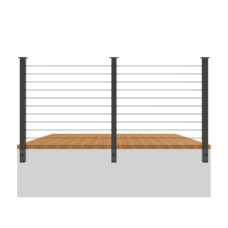Senmit 36" Black Fascia Mount 5ft-25ft All-in-One Complete Cable Railing System DIY Kit (No Handrail)