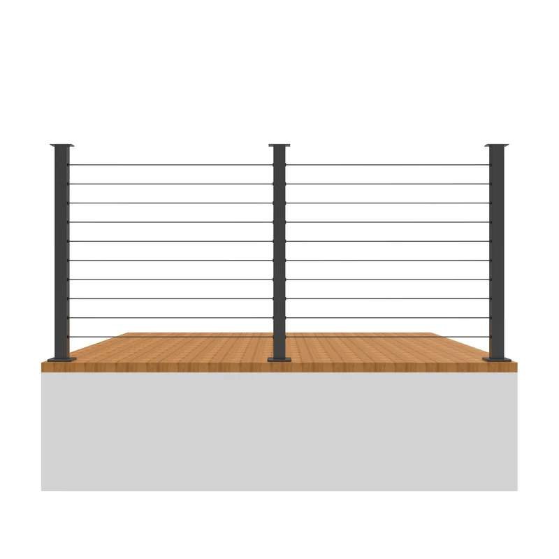 Senmit 36" Black Surface Mount 5ft-25ft All-in-One Complete Cable Railing System DIY Kit (No Handrail)