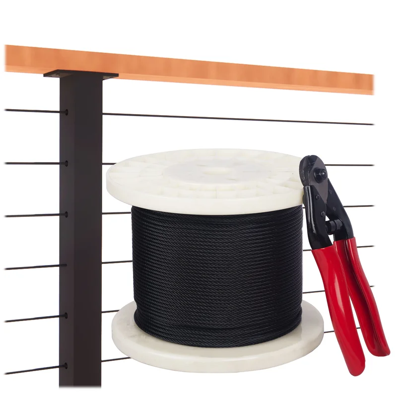 Senmit 500ft 1/8" Black Wire Rope Cable, T316 Stainless Steel Marine Grade for Cable Railing, -Flexible 7 x 7 Strands Construction,BC500
