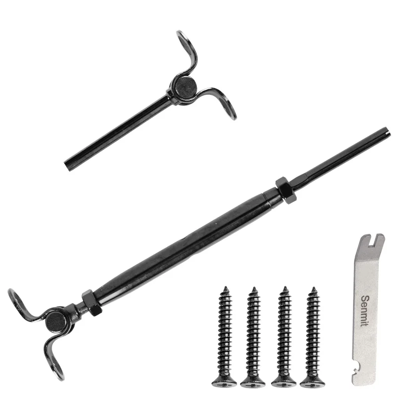 Senmit Black Stainless Steel Turnbuckle Deck Toggle Set for 1/8 Cable Railing, 316 Marine Grade,DB12