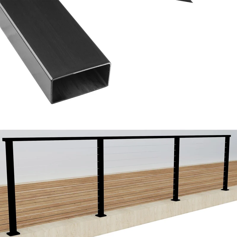 Senmit Stainless Steel Top Rail for Senmit Cable Railing Post-( 2-3/8" 1-1/8")/(60 mm 30 mm )-TR60 Brushed Finish