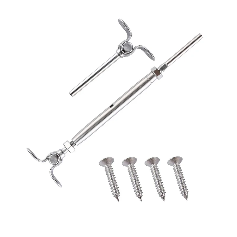 Senmit Stainless Steel Turnbuckle Deck Toggle Set for 1/8 Cable Railing, DT10