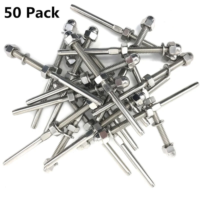 Senmit Threaded Terminal Stud End,for 1/8" Cable Deck Railing Hand Swage T316 Marine Grade 50 Pack,TT50