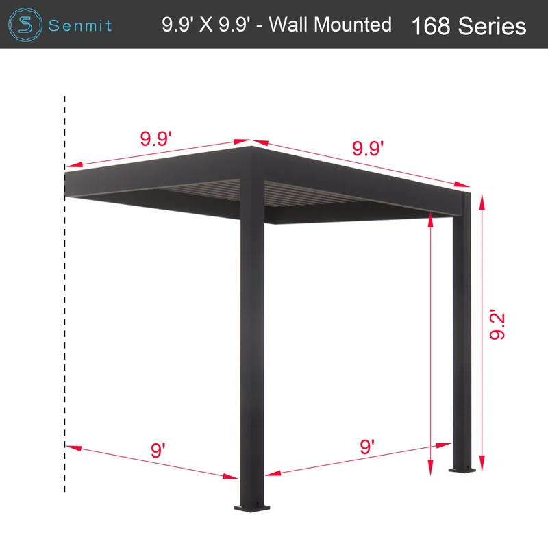 Senmit Wall Mount Aluminum Pergola Kit Matte Grey