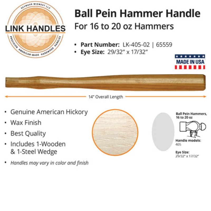 Seymour 14" Ball Pein Machinist Hammer Handle For 16 to 20 Oz Hammers