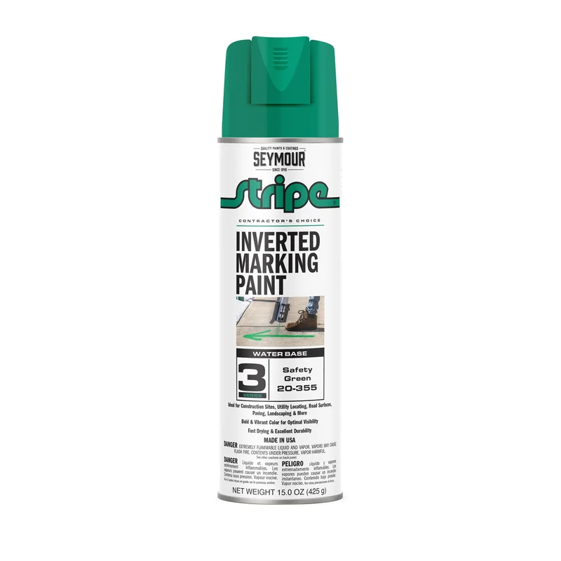 Seymour Paint 20-355 Seymour Stripe 3-Series Inverted Ground Marking Paint, Safety Green 15oz Safety Green