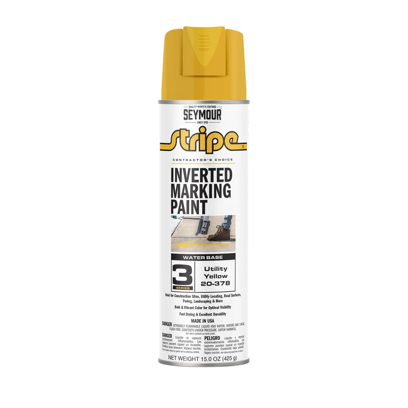 Seymour Paint 20-378 Seymour Stripe 3-Series Inverted Ground Marking Paint, Utility Yellow 15oz Utility Yellow