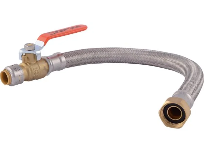 SharkBite Max Brass Push Braided Water Heater Connector with Ball Valve