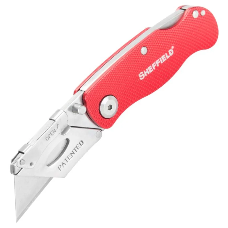 Sheffield 12614 Folding Lock Back Utility Knife - Red Red
