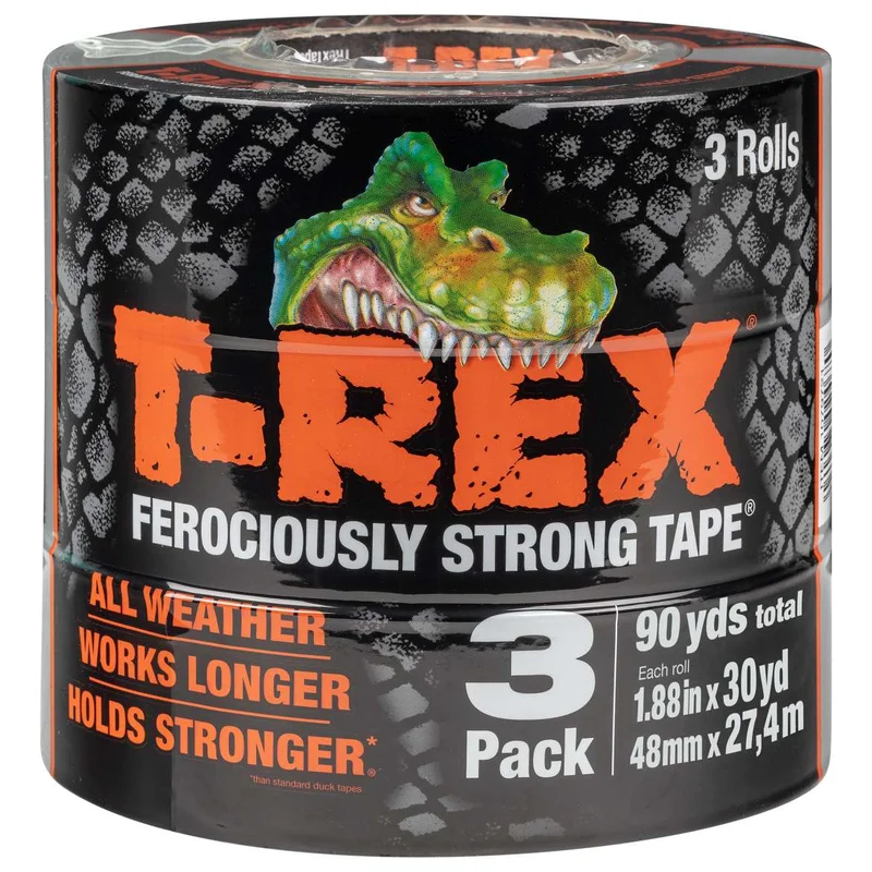 Shurtech Brands T-Rex Tape - Gunmetal Gray, 3 pk, 1.88 in. x 30 yd. Gray