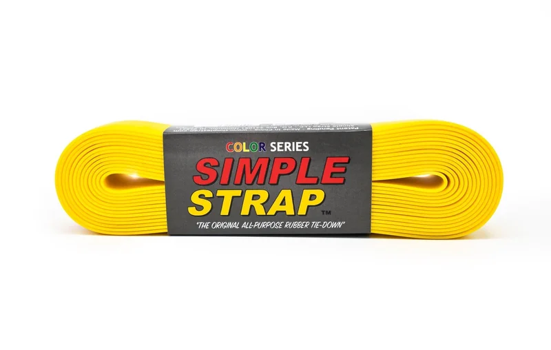 Simple Strap The Original All Purpose Rubber Tie Down, 2mm Regular Duty (800 PSI 20 Ft. X 2mm X 40mm, Yellow) Yellow