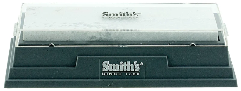 Smiths Products MBS6 Arkansas Bench Stone 6" Medium Arkansas Stone Sharpener Plastic Handle Gray