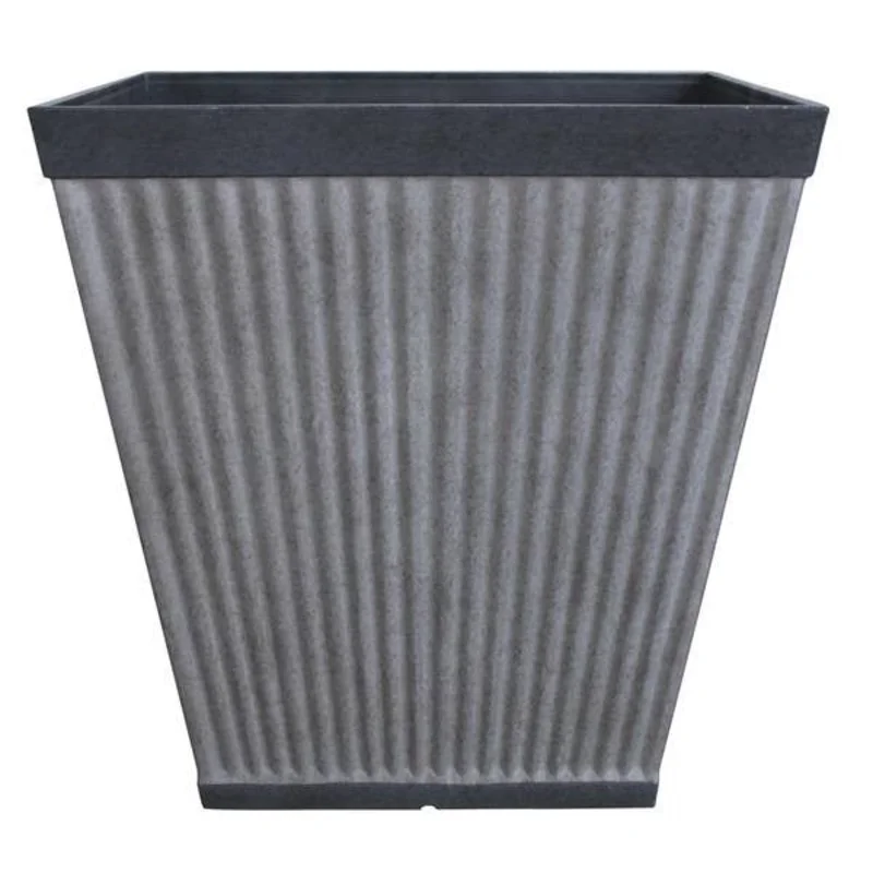 Southern Patio Westlake Resin Rustic Galvanized Square Planter Silver