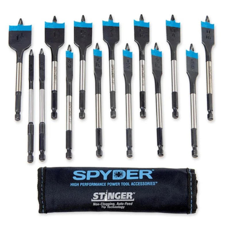 Spyder 14-Piece Assorted Woodboring Spade Bit Set Stinger