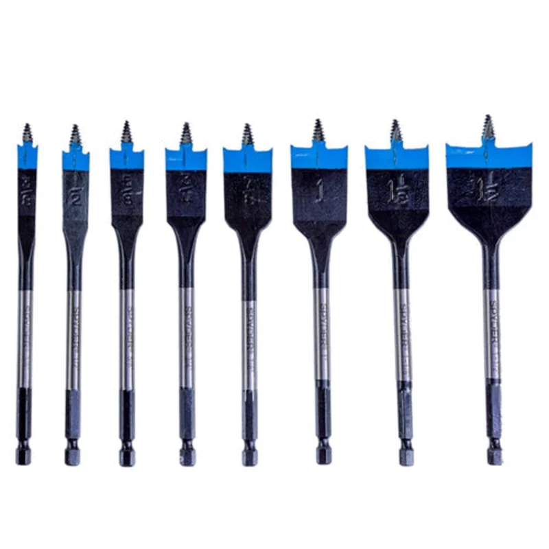 Spyder 8-Piece Assorted Woodboring Spade Bit Set (3/8, 1/2, 5/8, 3/4, 7/8, 1, 1-1/8, 1-1/2") Stinger
