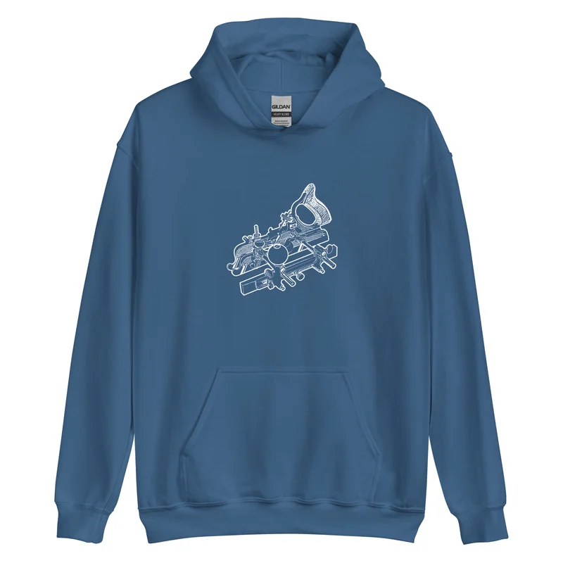 "Stanley 45 Combination Plane" Unisex Hoodie for Woodworkers (Multiple Colors) Black