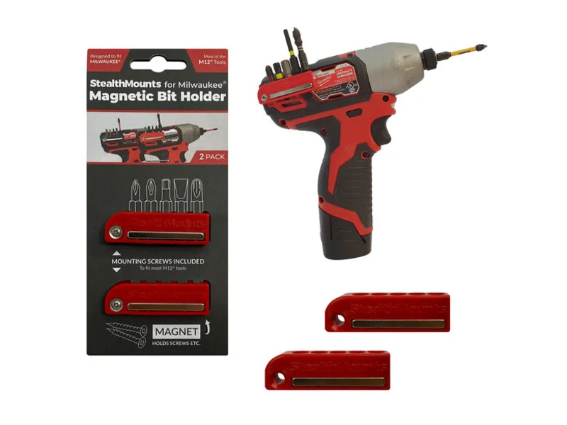 StealthMounts Magnetic Bit Holder for Milwaukee M12 Tools Red