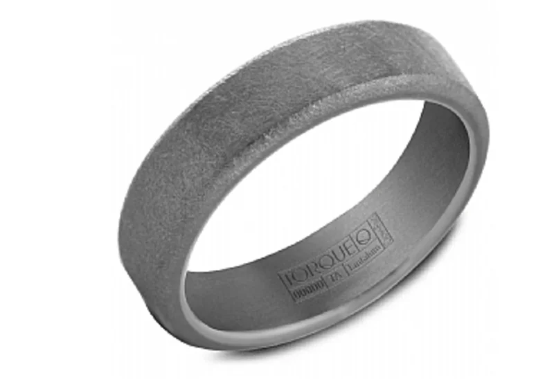 TANTALUM GREY 6MM DIAMOND BRUSH TOP AND EDGES MENS BAND