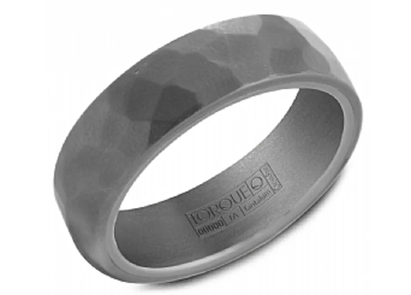 TANTALUM GREY 7MM FROSTED HAMMERED TOP MENS BAND SIZE 8