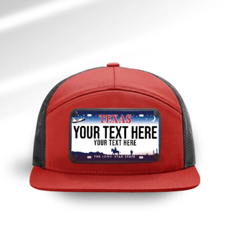 Texas Blue License Plate Hats Black