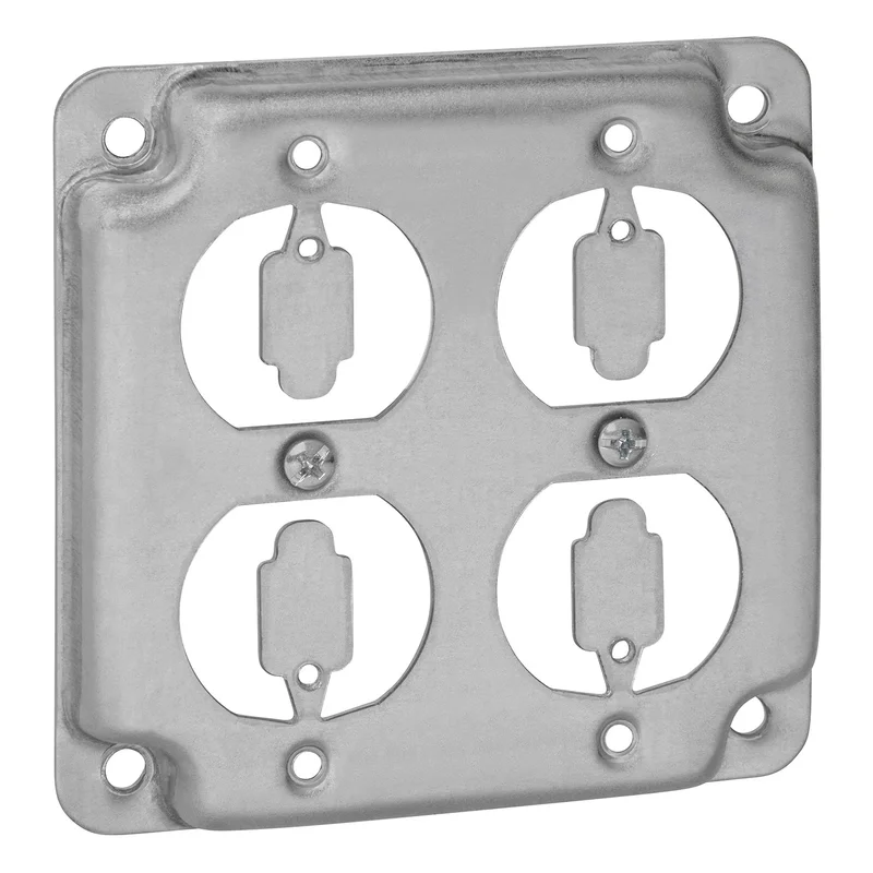 Thomas & Betts 4" Steel Square Box Surface Cover, 2-Duplex Flush Receptacles