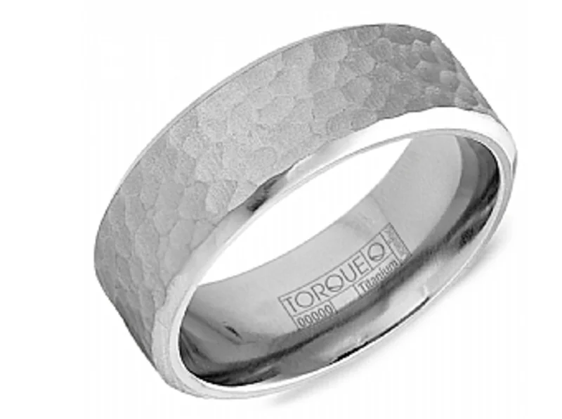 TITANIUM GREY 8MM FROSTED HAMMERED CENTER AND HIGH POLISH EDGES MENS BAND SIZE 10