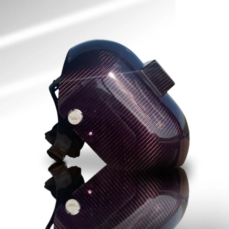Trimmed Bottom Candy Carbon Fiber Welding Hood Red