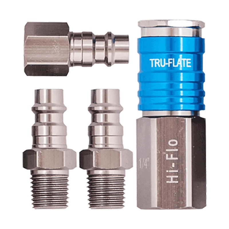 Tru-flate 1/4" HI FLO Design x 1/4" NPT Aluminum Plug/Coupler Set