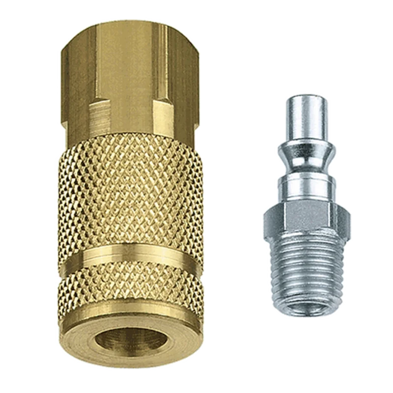 Tru-Flate 13-301 1/4" A Design x 1/4" NPT Steel Plug/Coupler Set