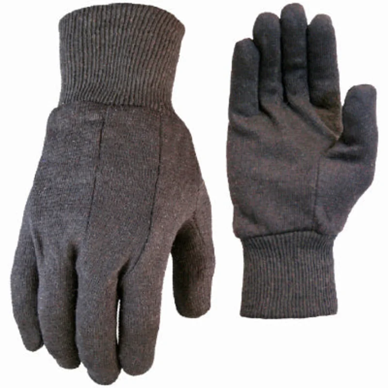 True Grip Jersey Gloves, Brown Cotton, Mens