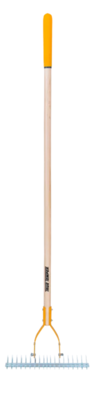 True Temper 15 Inch Adjustable Thatch Rake With Cushion End Grip On Hardwood Handle