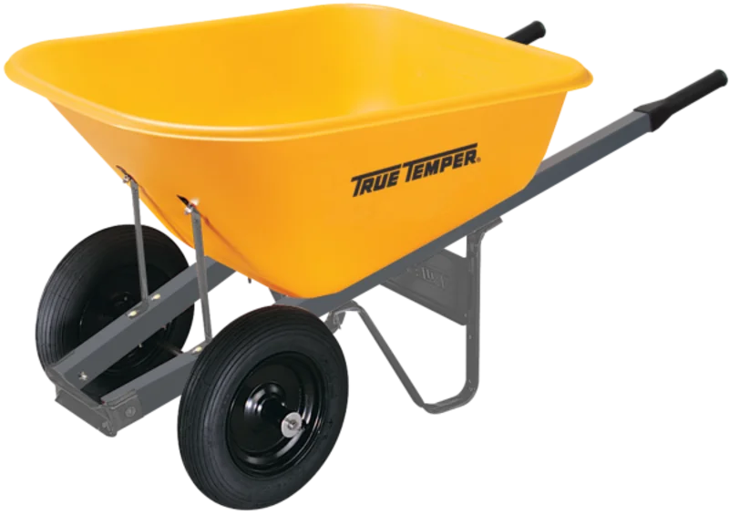 True Temper 6 Cubic Foot RP6DW8 Poly Wheelbarrow With Dual Wheels