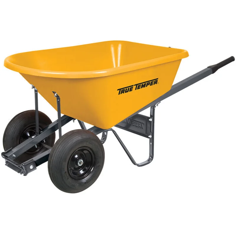 True Temper 6 cubic foot RP6DWLG8 Poly Wheelbarrow with Dual Wheels