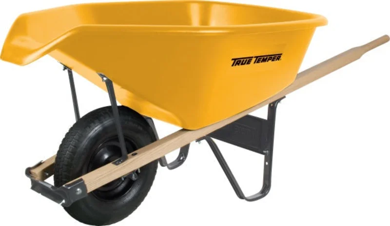 True Temper Ez Pour 6 Cubic Foot Poly Wheelbarrow With Pour Spout 26.5h 29.5w 59.75d