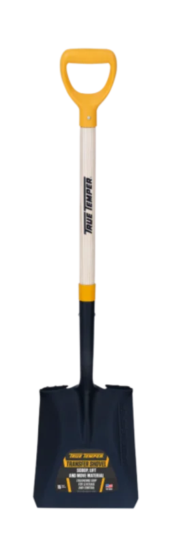 True Temper Forged Square Point Shovel With Comfort Step And D-Grip On Hardwood Handle