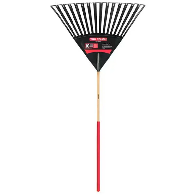Truper Tru Tough 30" Poly Head Clog-Resistant Leaf Rake with 48" Wood Handle