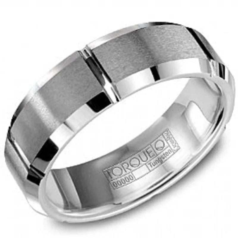 TUNGSTEN CARBIDE GREY 7MM SANDPAER CENTER AND HIGH POLISH EDGES MENS BAND SIZE 10